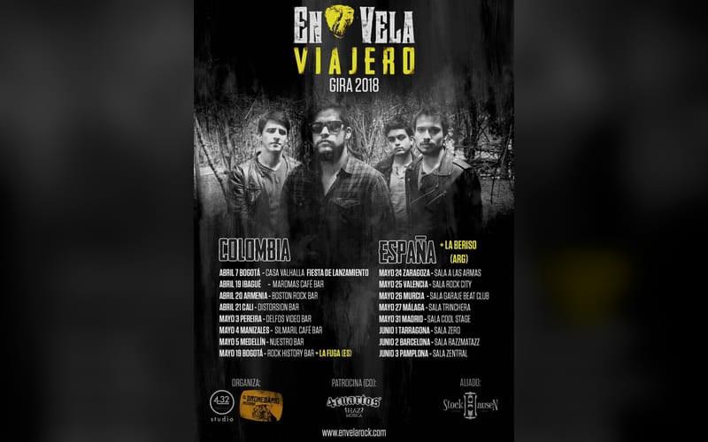Afiche de la gira Viajero 2018 de En Vela por Colombia y España